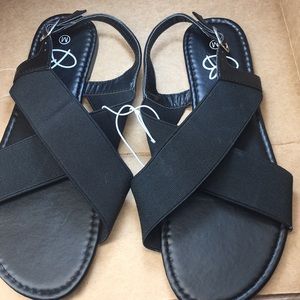 Slips on sandals black size 7-8 M